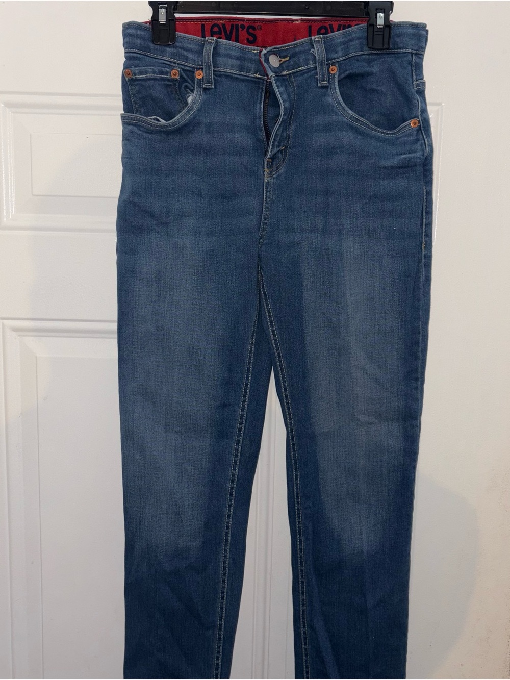 Levi's Kids Medium Blue Straight Jeans with Red Waistband Accent